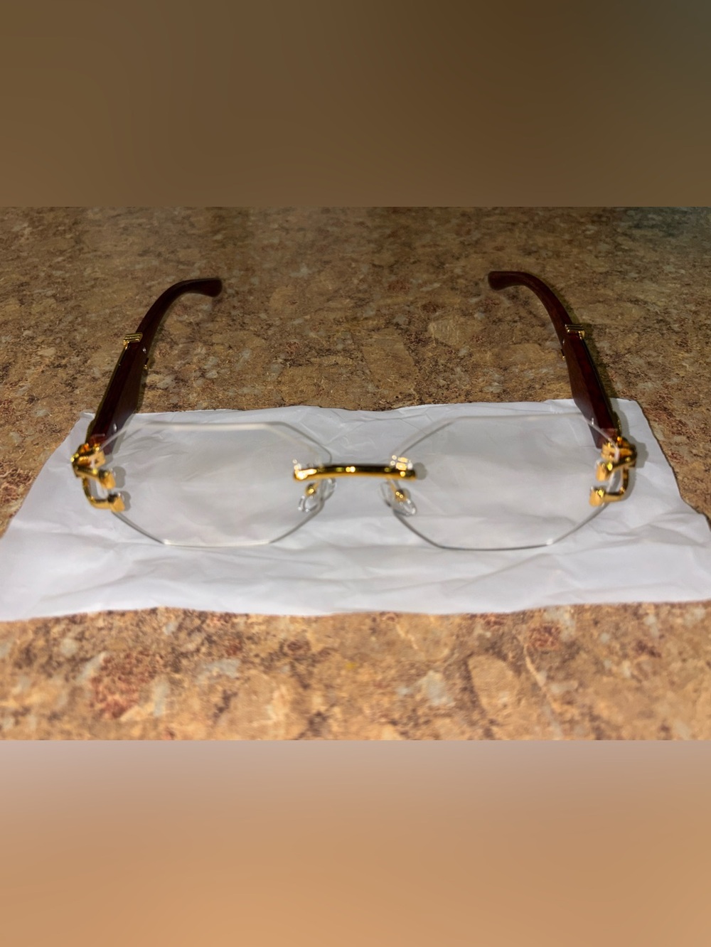 SLNP Gallery Clear Rimless Gold Accent Reading Glasses
